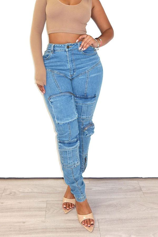 storexq Blue Boyish Patch Pocket Jeans