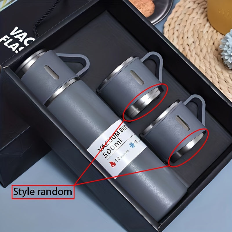 16.91oz Stainless Steel Thermal Mug Set with Cup - Insulated, Leakproof for Hot & Cold Beverages - Ideal for Business & School