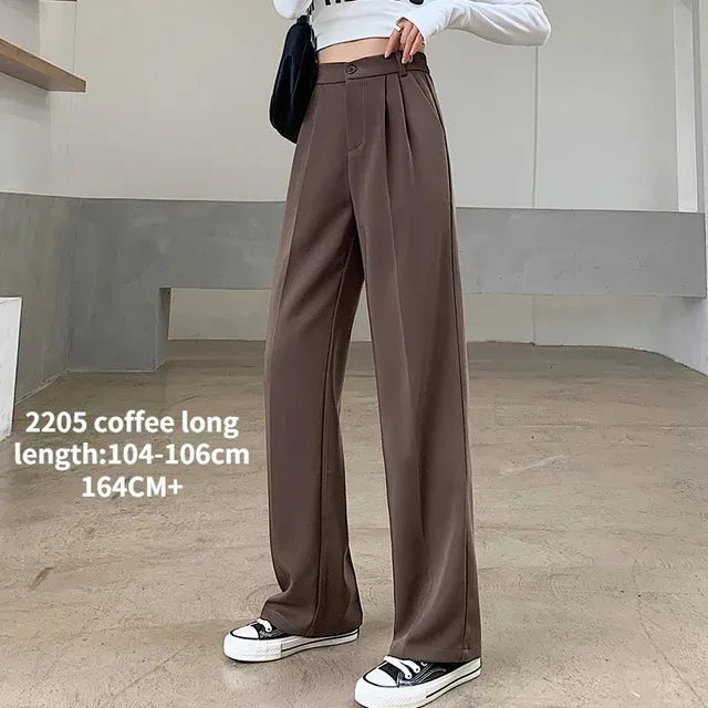 Casual High Waist Loose Wide Leg Pants for Women Spring Autumn Female Floor-Length White Suits Pants Ladies Long Trousers 240116