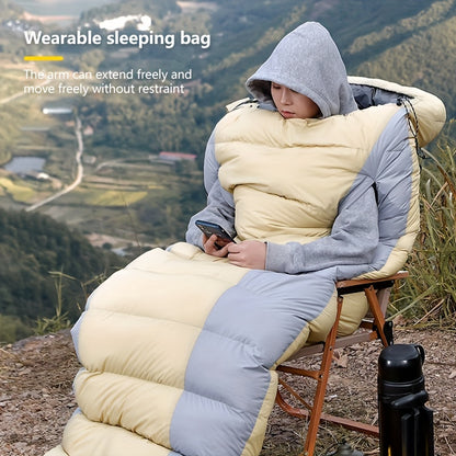 Egg-Shaped Down Sleeping Bag: Full-Season, Zippered, 1-Person, 14+ Years, Nylon Fabric, Insulated with Duck Down, Suitable for 0-19°F