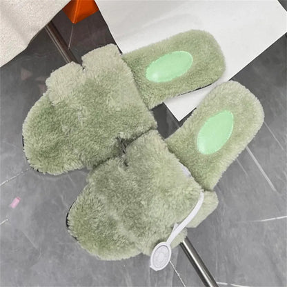 Designer fur slides Slippers for Warm and Cozy Winter Wool Slides Skin Soft Furry Sandals Winter Letters Warm Comfortable Fuzzy Girl Flip Flop Oran Slipper Women size