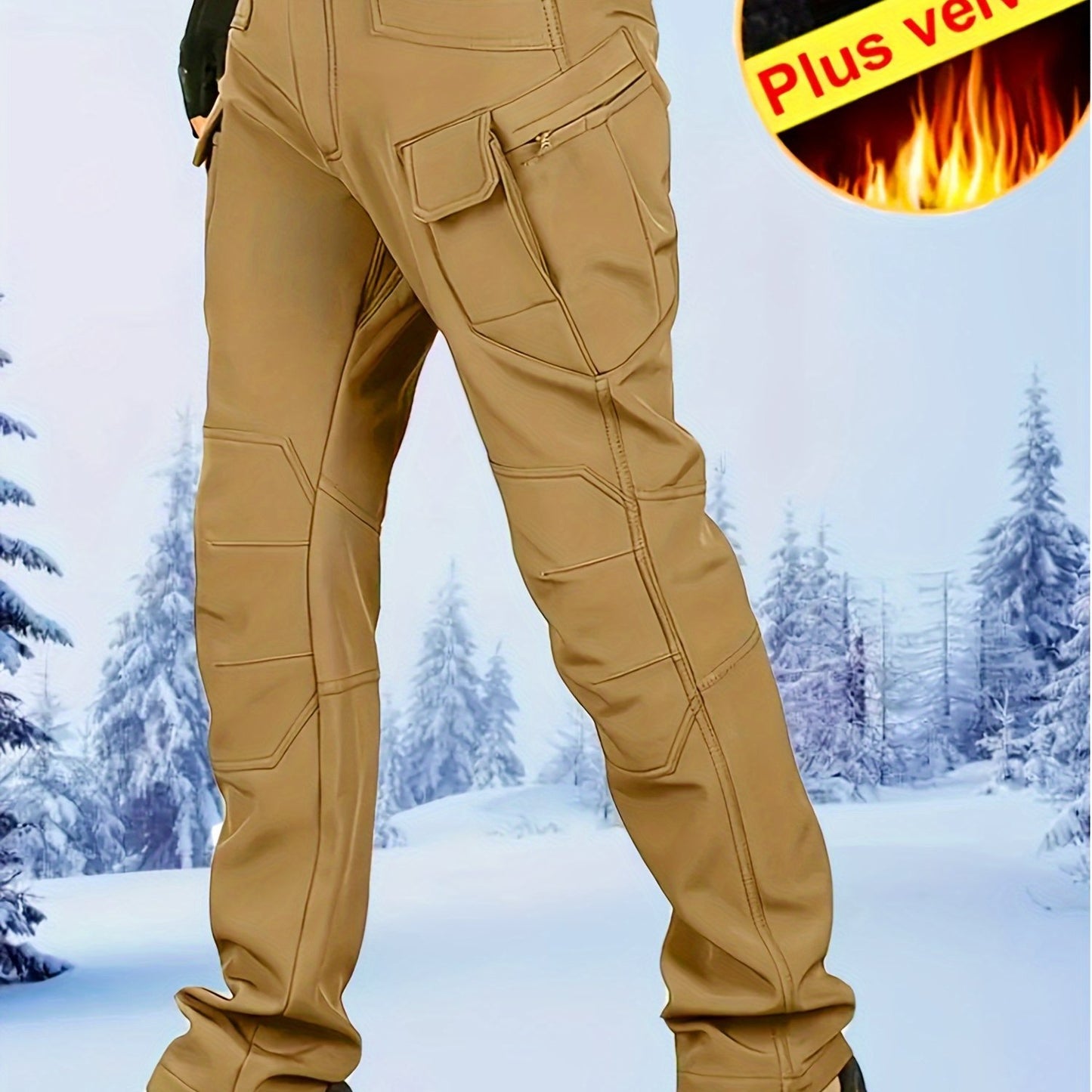 Ultimate Thermal Tactical Fleece Lined Pants - Overalls with Waterproof, Windproof, and Multi-Pocket Design for Outdoor Enthusiasts - Ideal for Hiking, Camping, Trekking, and Military Activities with Loose Fit and Cargo Style