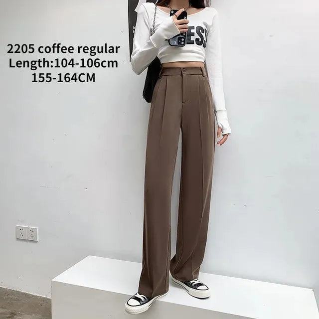 Casual High Waist Loose Wide Leg Pants for Women Spring Autumn Female Floor-Length White Suits Pants Ladies Long Trousers 240116