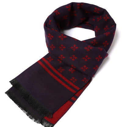 1pc Winter Classic Men's Faux Cashmere Scarf - Fashionable, Soft, And Warm Woven Neck Warmer For Cold Weather