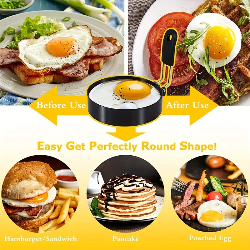 2pcs, Egg Rings (4''), Stainless Steel Egg Cooking Rings, Pancake Mold For Frying Eggs And Omelet, Kitchen Gadgets, Kitchen Stuff, Kitchen Accessories, Home Kitchen Items