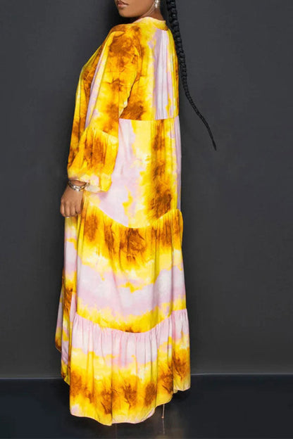 storexq Tie Dye Laid Back Tiered Maxi Dress