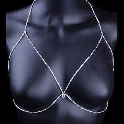 storexq Crystal Pendant Simple Criss Cross Rhinestone Bra Chain