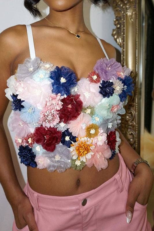 storexq Colorful 3D Flower Design Pretty Camisole