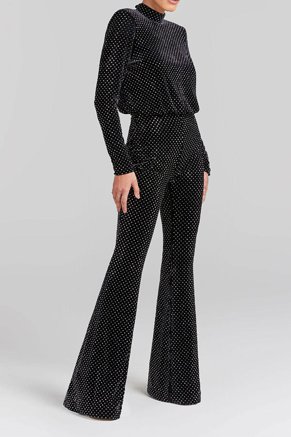 storexq Sequined Modern Open Back Micro Flared Jumpsuit