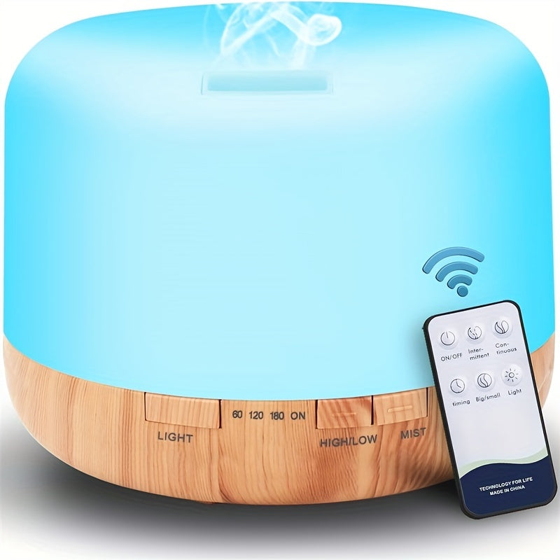 500ml Essential Oil Diffuser - Humidifier with Remote Control, Waterless Auto Shut Off, Timing Mode, and Adjustable Oil Diffuser for Home