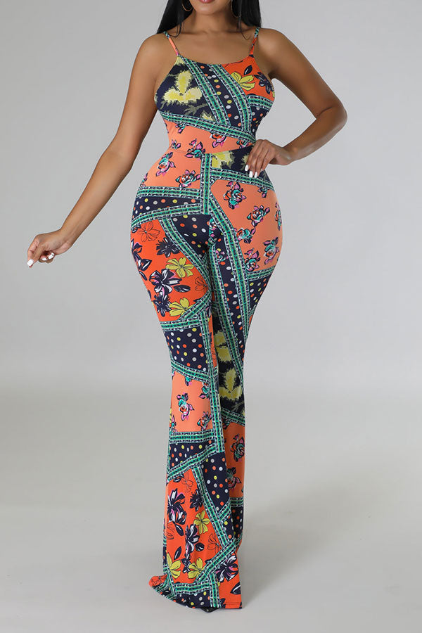 storexq Tribal Print Feminine Micro Flared Jumpsuit