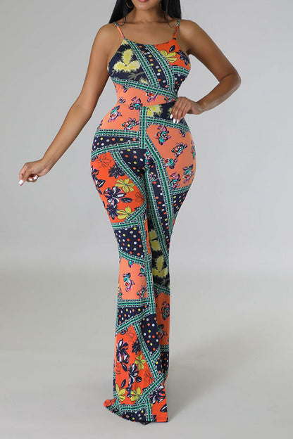 storexq Tribal Print Feminine Micro Flared Jumpsuit