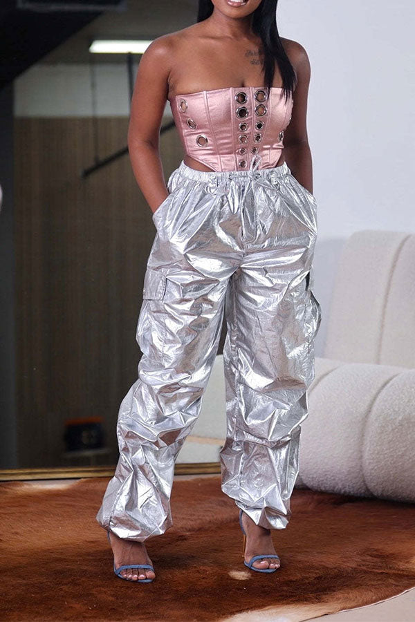 storexq Metallic Punk Multi Pocket Pants