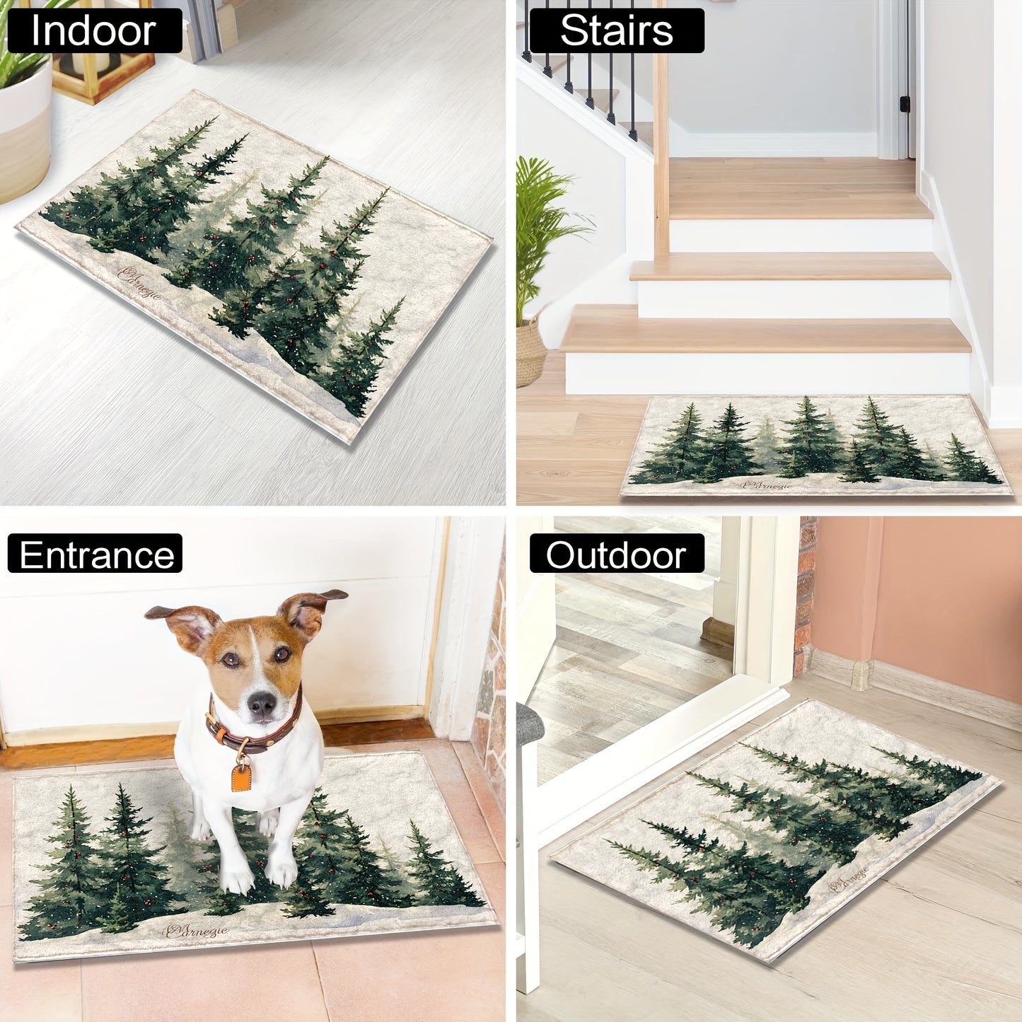 1pc Ultra Soft Microfiber Christmas Tree Snow Scene Non-Slip Bath Mat, Quick Dry Absorbent, Machine Washable, Stain Resistant, Rectangle Polyester Rug for Bathroom, Kitchen, Shower, Ideal for Holiday Decor, Fluffy Plush Winter Decor Decoration