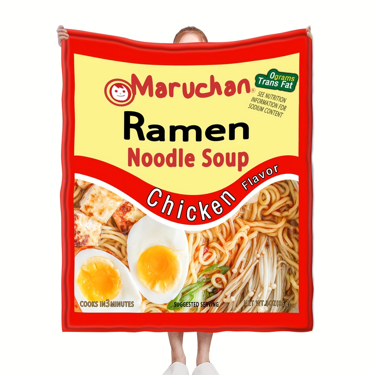 1pc Cozy Ramen Noodle Soup Chicken Flavor Throw Blanket - Soft, Funny, and All-Season Bed Decorative Sofa Blanket - Perfect Gift for Christmas, Birthday, and Ramen Lovers