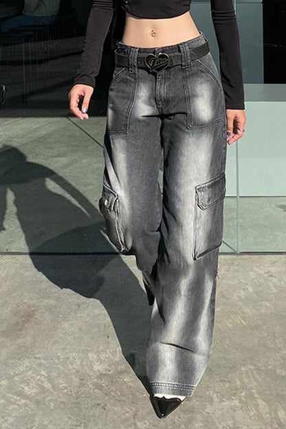 storexq Gradient Hippy Multi Pocket Wide Leg Jeans