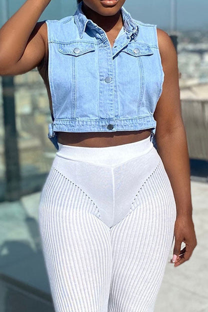 storexq Denim Boyish Single Breasted Coat