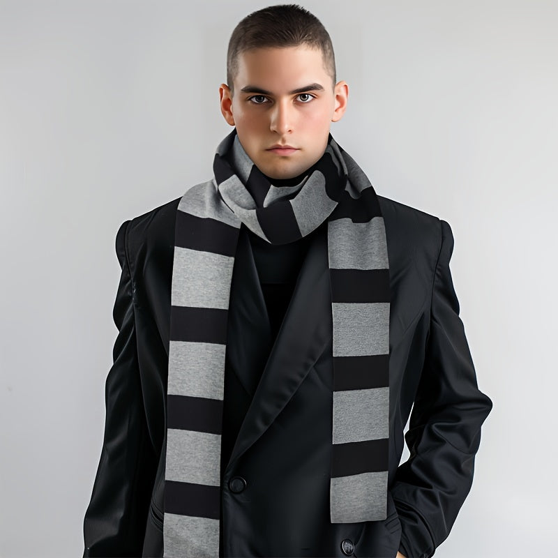 Classic Gray & Black Soft Polyester Scarf - Perfect for Dress-Up Accessories