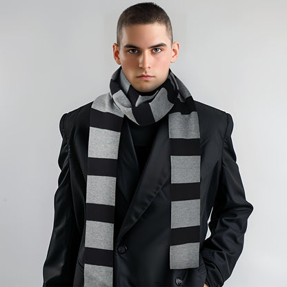 Classic Gray & Black Soft Polyester Scarf - Perfect for Dress-Up Accessories