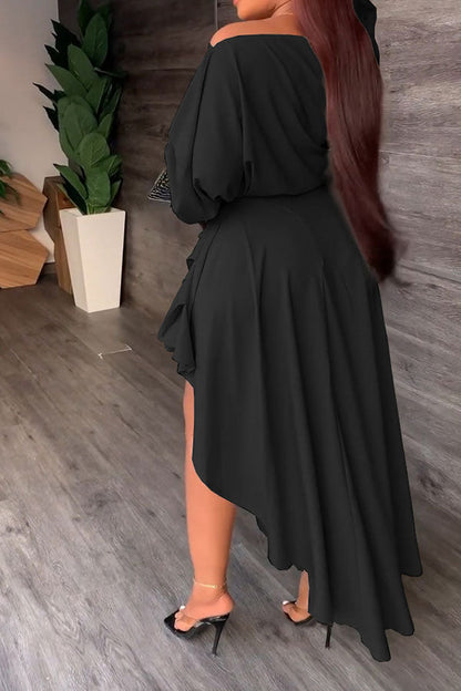 namcoverse Solid Color Feminine Irregular High Split Dress Suit