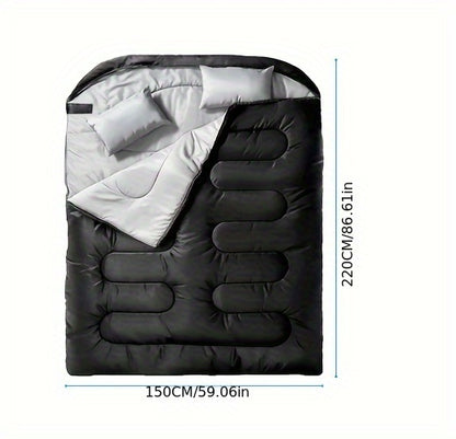 Cozy Double Sleeping Bag for Camping - Zip Closure, Polyester, Rectangular Shape, Synthetic Insulation