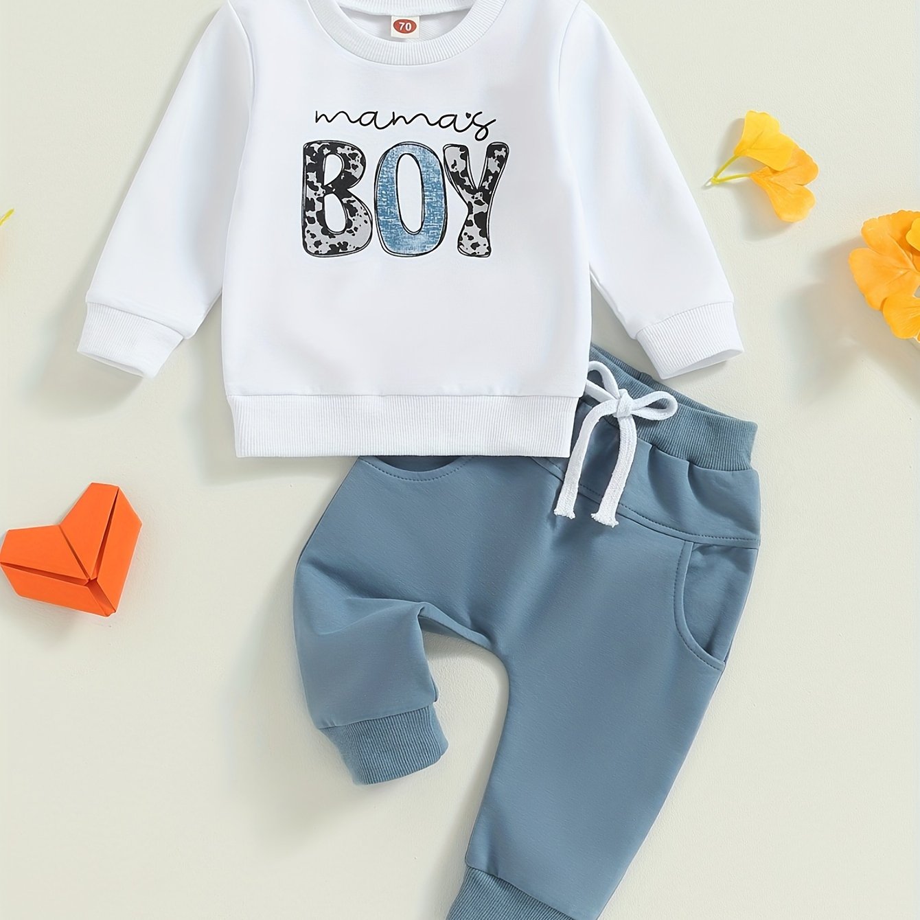 2-Piece Toddler Boy's Letter Print Outfit - Layette Sets with Long Sleeve Sweatshirt and Elastic Pants for Fall Baby Clothes - Soft, Cozy, and Adorable