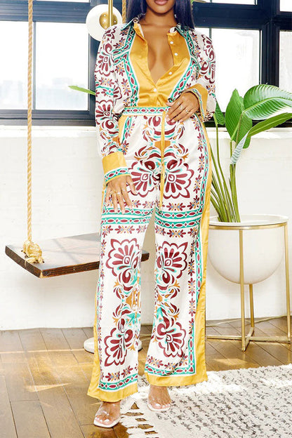 storexq Tribal Print Patchwork Laid Back Pant Suit