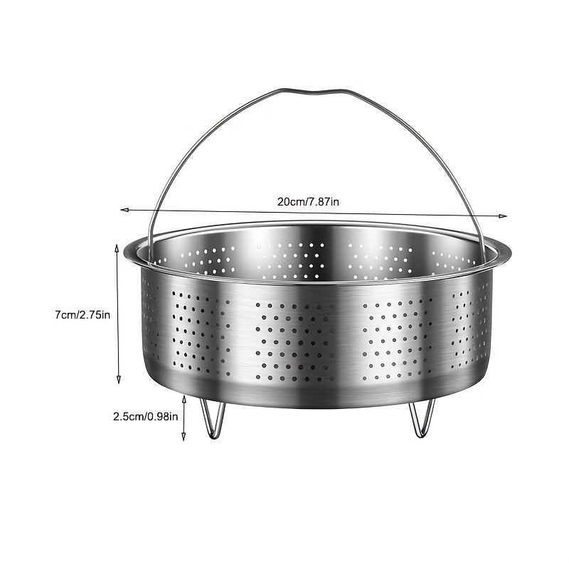 1pc Premium Stainless Steel Steamer Basket - Electric Rice Cooker Compatible, Multi-Functional Food Heater, Safe Scald-Proof Handle Base, Perfect for Vegetable & Fruit Drain