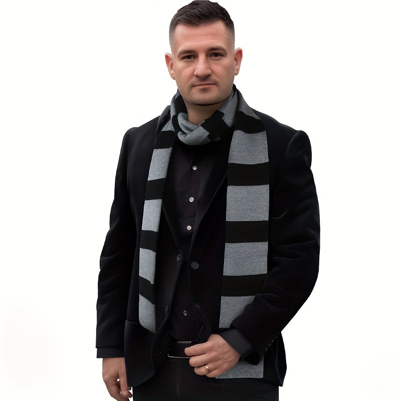 Classic Gray & Black Soft Polyester Scarf - Perfect for Dress-Up Accessories