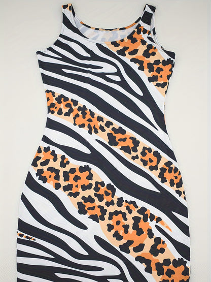 Wild Leopard and Zebra Print Tank Dress - Sleeveless, Slim Fit, Bag Hip, Random Print, Sexy and Stylish - Womens Clothing for Summer, Party, and Casual Occasions