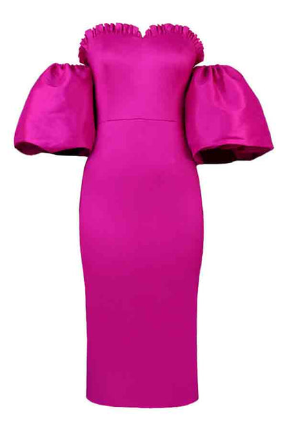 storexq Solid Color Kitsch Midi Dress