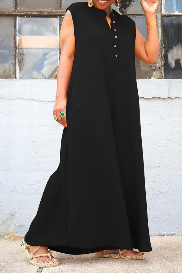 storexq Solid Color Relaxed Wide Leg Jumpsuit