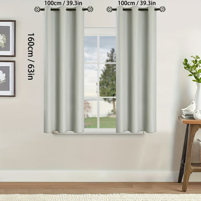 2 Pieces of Stylish Solid Blackout Curtains for Bedroom and Living Room - UV Protection, Easy Sliding, and Contemporary Design