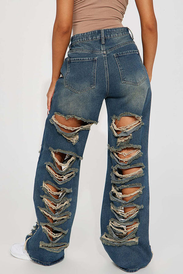 storexq Ripped Stylish Micro Flared Washed Jeans