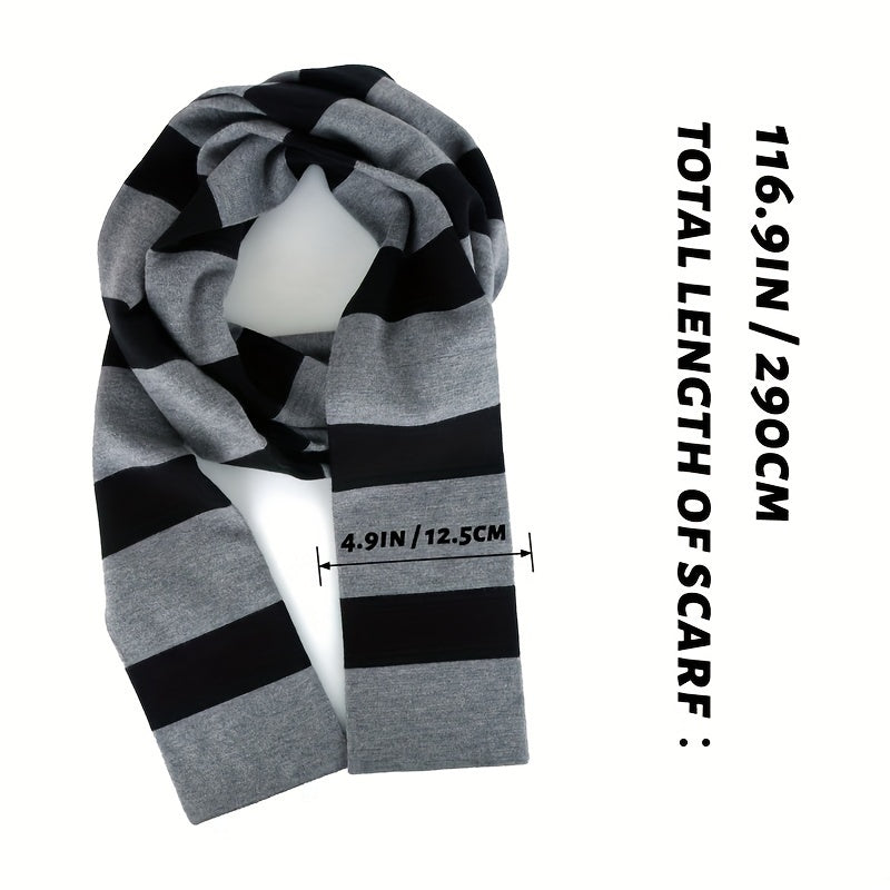 Classic Gray & Black Soft Polyester Scarf - Perfect for Dress-Up Accessories