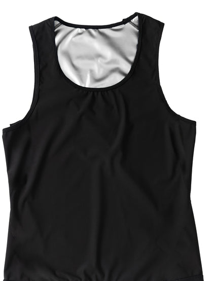 Men's Compression Sweat Sauna Tank Top, Solid High Stretch Body Shaper Sleeveless Shirt For Workout Fitness Gym