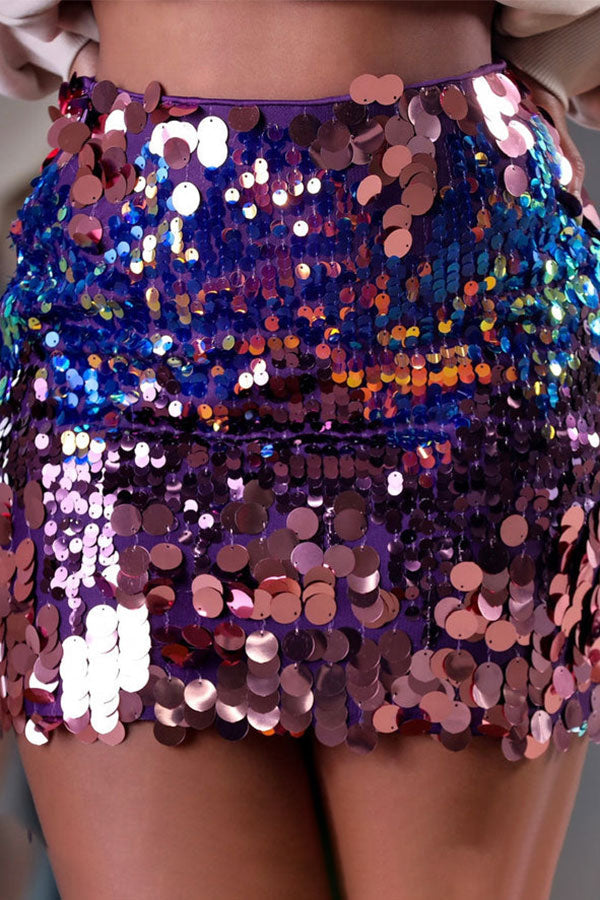 storexq Gradient Sequined Glittery Bodycon Skirt