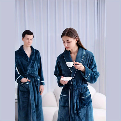 Unisex Plaid Bath Robe , Long Soft Comfortable Home Hotel Robe, Modern Style, Machine Washable, No Dry Clean, 300g/㎡ Knitted Fabric, Polyester Fiber, Bath Towel Theme