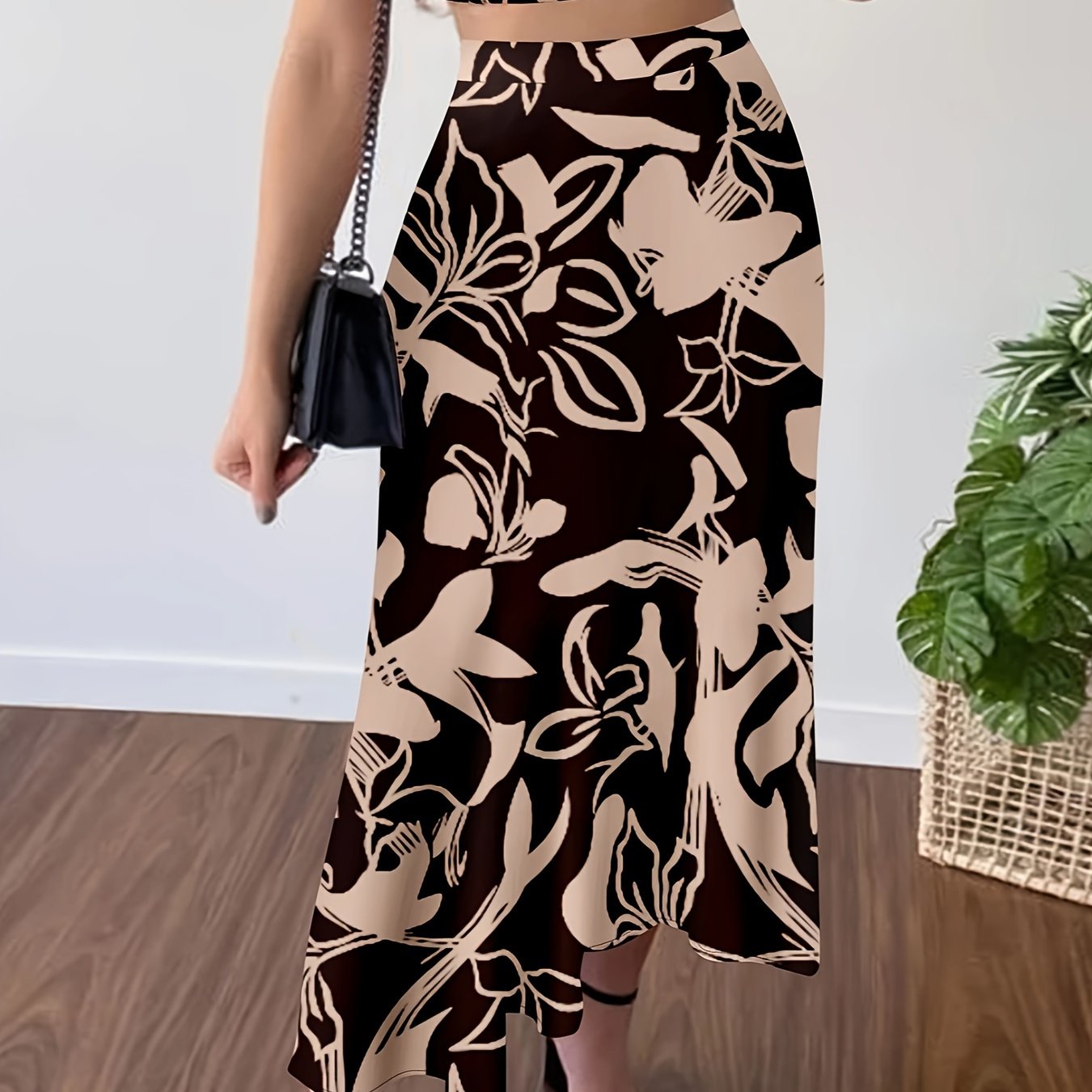 Vibrant Floral Print A-Line Tie High Waist Skirt - Flattering, Flowy, and Comfortable Design for Women - Perfect for Spring and Summer Vacation, Outdoor Activities, and Daily Wear