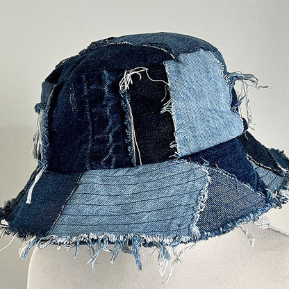 storexq Checked On-trend Burrs Denim Bucket Hat