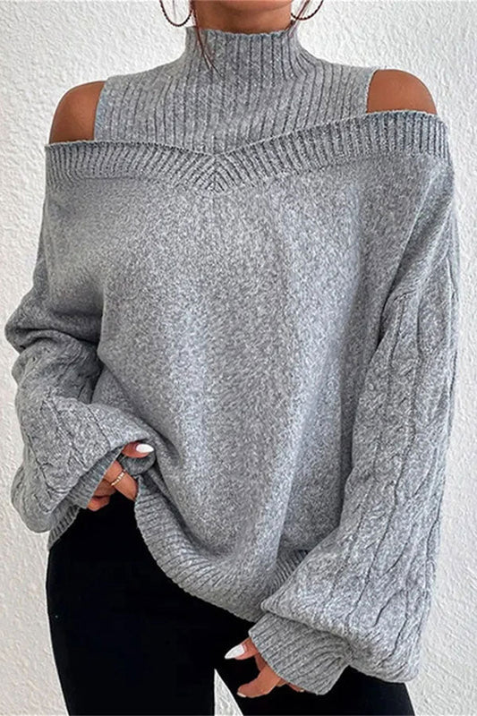 namcoverse Solid Color Cold Shoulder Feminine Sweater