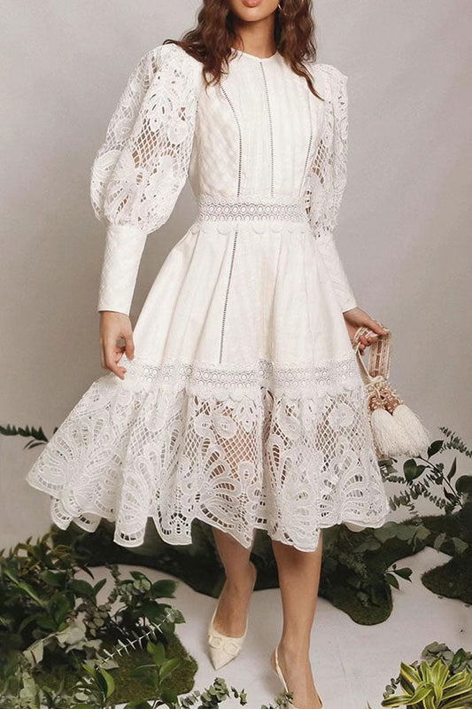 namcoverse Lace Elegant Cutout Midi Dress