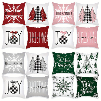 1pc/4pcs Merry Christmas Throw Pillow Covers - Festive Home Decor for Bedroom, Living Room, Sofa, Car with Seasonal Cheer