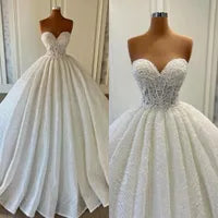 Vintage sequins lacefull Ball Gown Wedding Dress for bride Sweetheart fullace Bridal Gown Lace Sequins Beads Sweep Train mariage countries