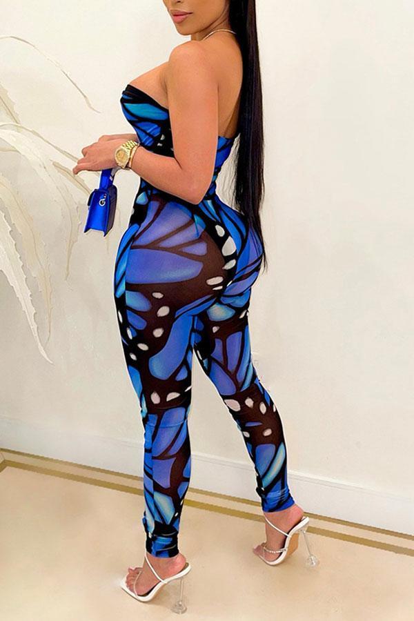 storexq Abstract Print Bandeau Glamorous Bodycon Jumpsuit