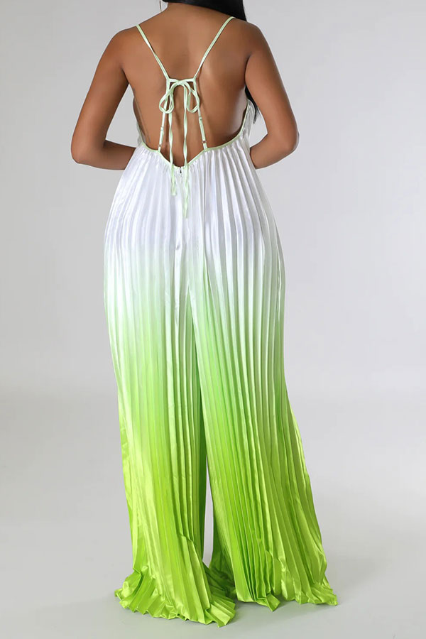 storexq Gradient Striking Wide Leg Pleated Jumpsuit