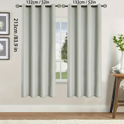 2 Pieces of Stylish Solid Blackout Curtains for Bedroom and Living Room - UV Protection, Easy Sliding, and Contemporary Design