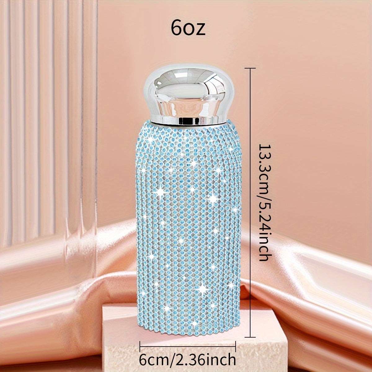 1pc, Sparkling Studded Vacuum Flask, 6oz/8oz Stainless Steel Insulated Water Bottles, Mini Travel Thermal Cups, For Hot And Cold Beverages, Summer Winter Drinkware, Christmas Gifts, Valentine's Day Gifts