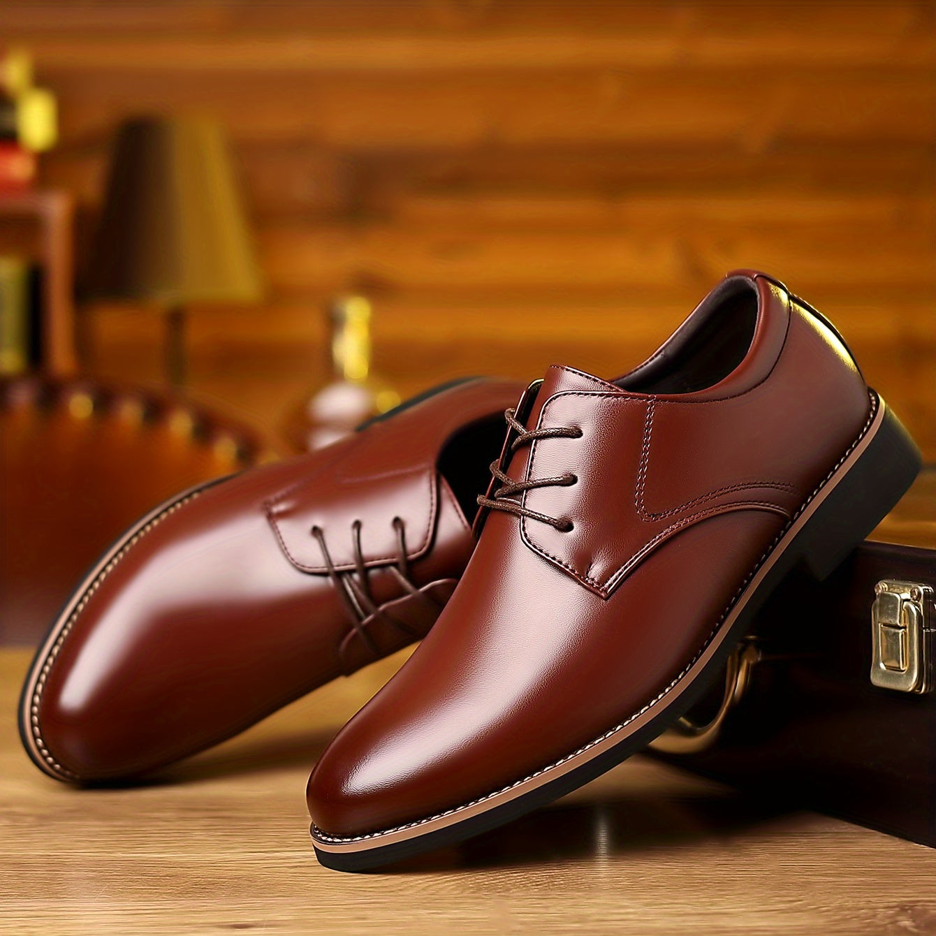 Classic Round Toe Lace-Up Derby Shoes - Premium Wear-Resistant Non-Slip Soles, Breathable Leather Upper, Comfortable Fit for Middle-Aged Men's Formal Occasions, Wedding Party, Business Events