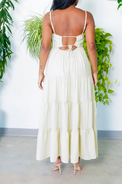 storexq Solid Color Romantic Backless Maxi Dress